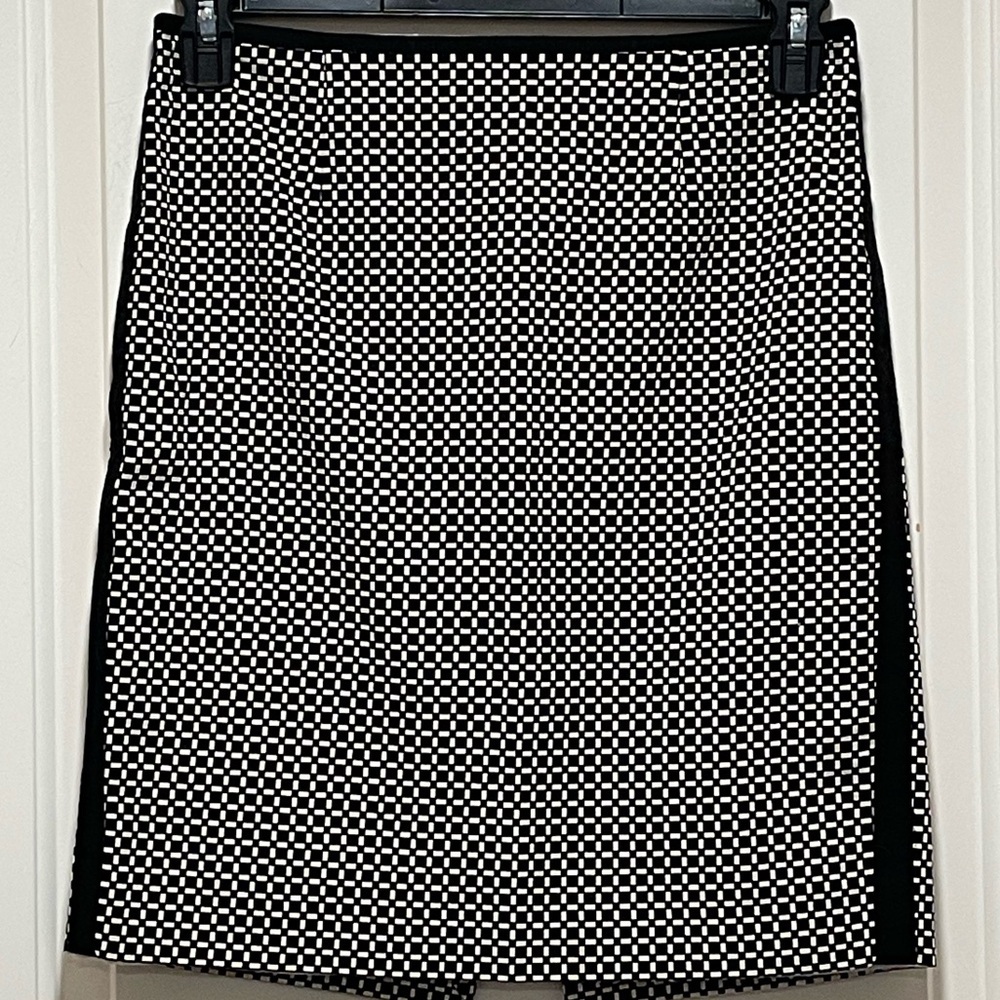 🖤 White House Black Market Sz 6 20” Bodycon A-Line Skirt Tuxedo Stripes Preppy